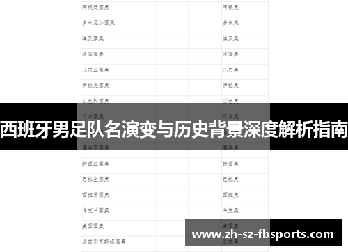 西班牙男足队名演变与历史背景深度解析指南