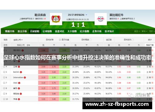 足球心水指数如何在赛事分析中提升投注决策的准确性和成功率